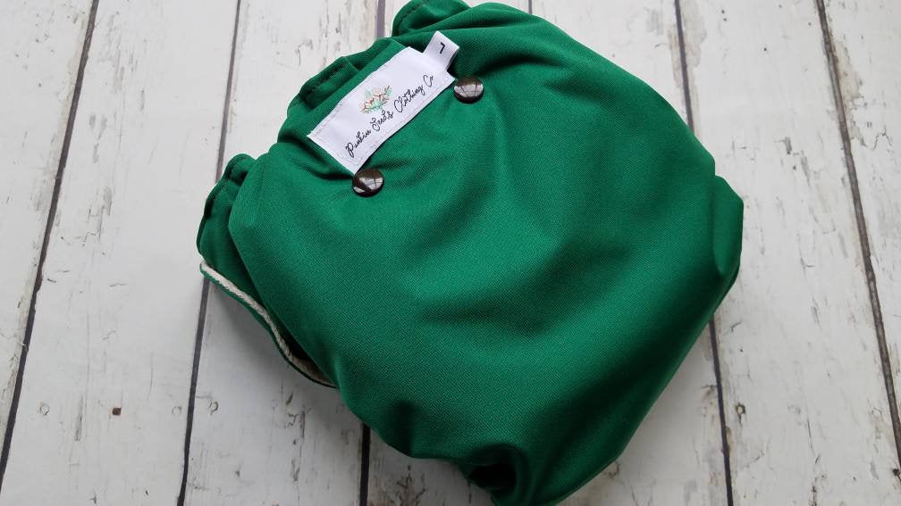 Organic Side Snap All in One Forest Green AIO PUL Sized