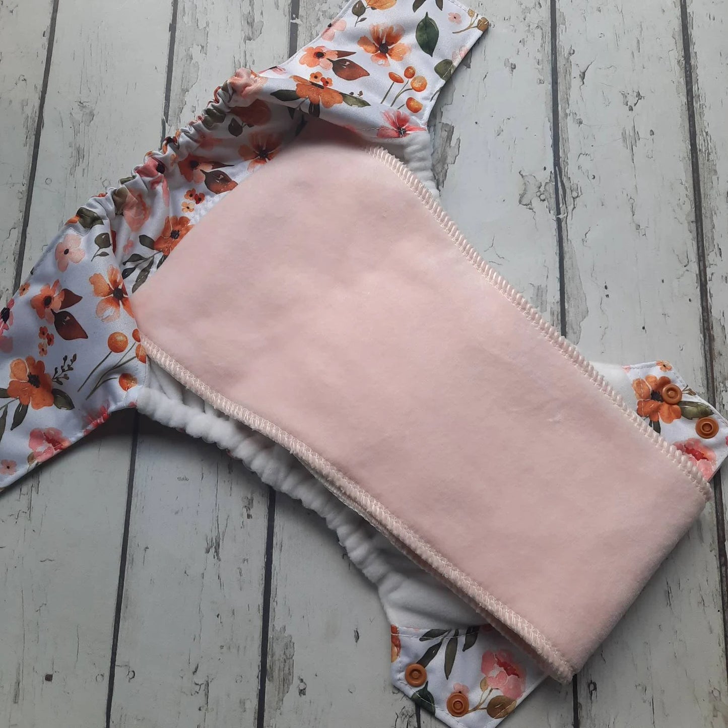 Organic One Size Side Snap All in One Cloth Diaper Charlotte Mini Floral AIO PUL 10-48 lbs