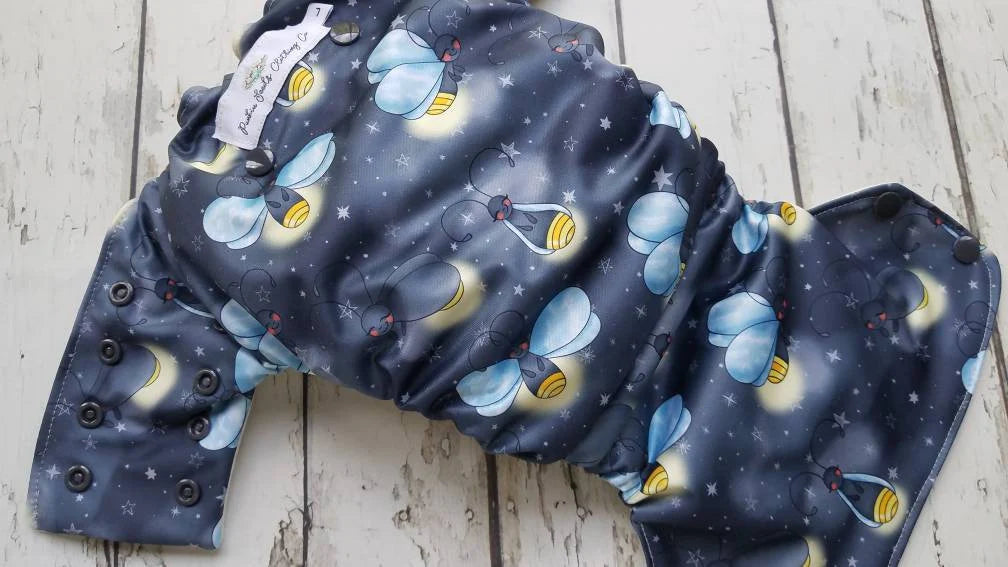 Organic Side Snap All in One Cloth Diaper Starry Night Flight AIO PUL Sized Made to Order
