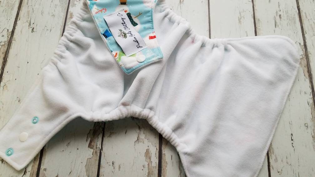 One Size Pocket Cloth Diaper Snowman 10-40 lbs