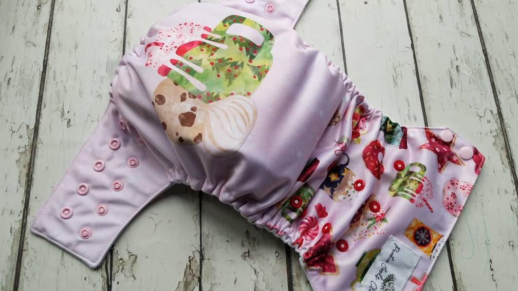 One Size Side Snap Pocket Cloth Diaper Cookies and Cocoa 10-48 lbs