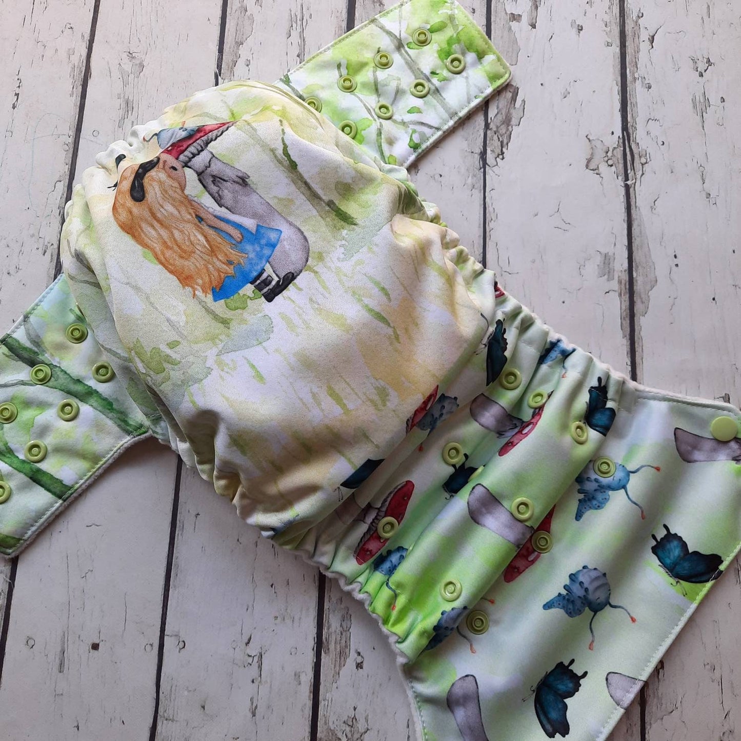 One Size Side Snap Pocket Cloth Diaper Alice and the Caterpillar 10-48 lbs