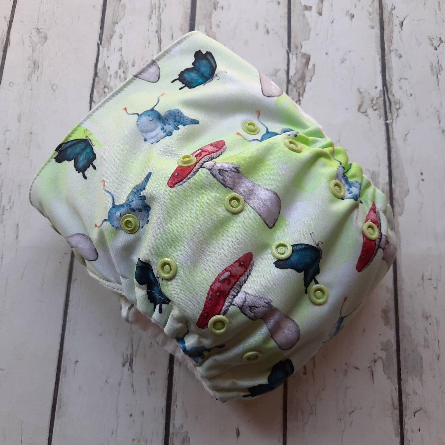 One Size Side Snap Pocket Cloth Diaper Alice and the Caterpillar 10-48 lbs