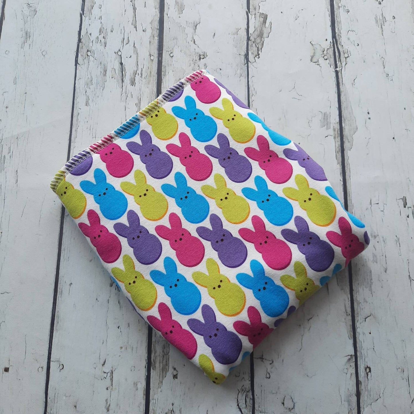 One Size Newborn Toddler Organic Winged Prefold Cloth Diaper Stretchy Preflat Marshmallow Bunnies