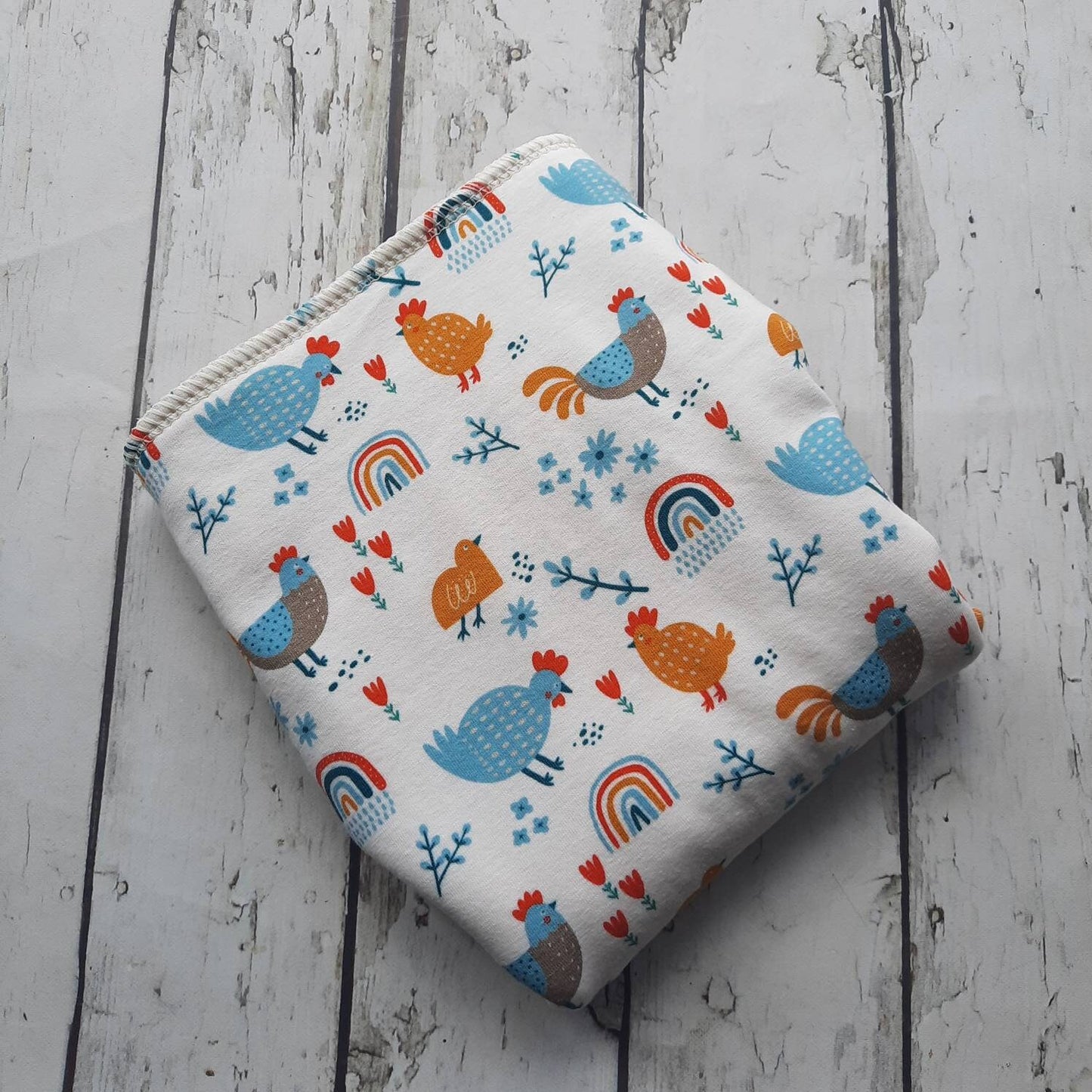 One Size Newborn Toddler Organic Winged Prefold Cloth Diaper Stretchy Preflat Chickens