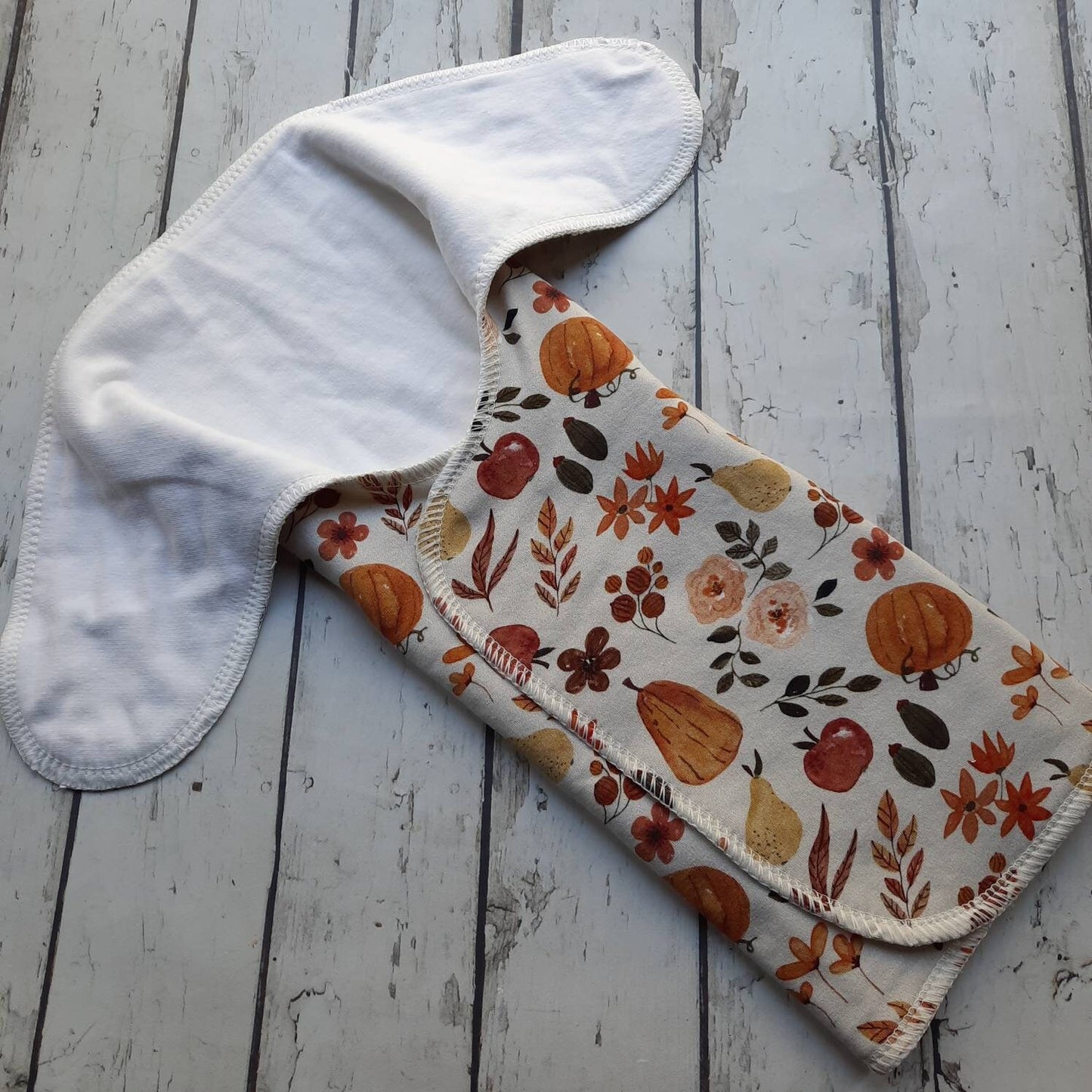 One Size Organic Winged Prefold Cloth Diaper Stretchy Preflat Pumpkin Harvest