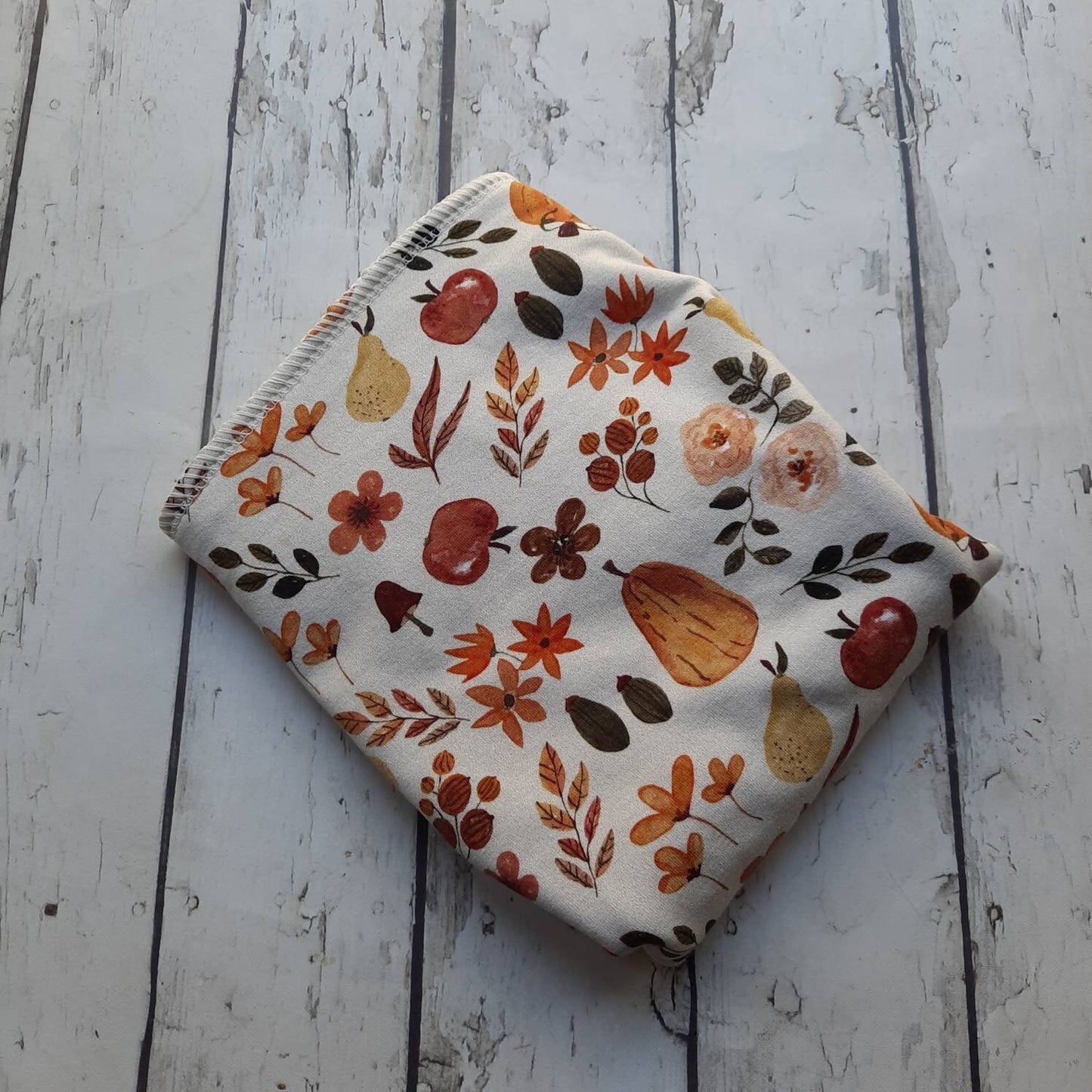 One Size Organic Winged Prefold Cloth Diaper Stretchy Preflat Pumpkin Harvest