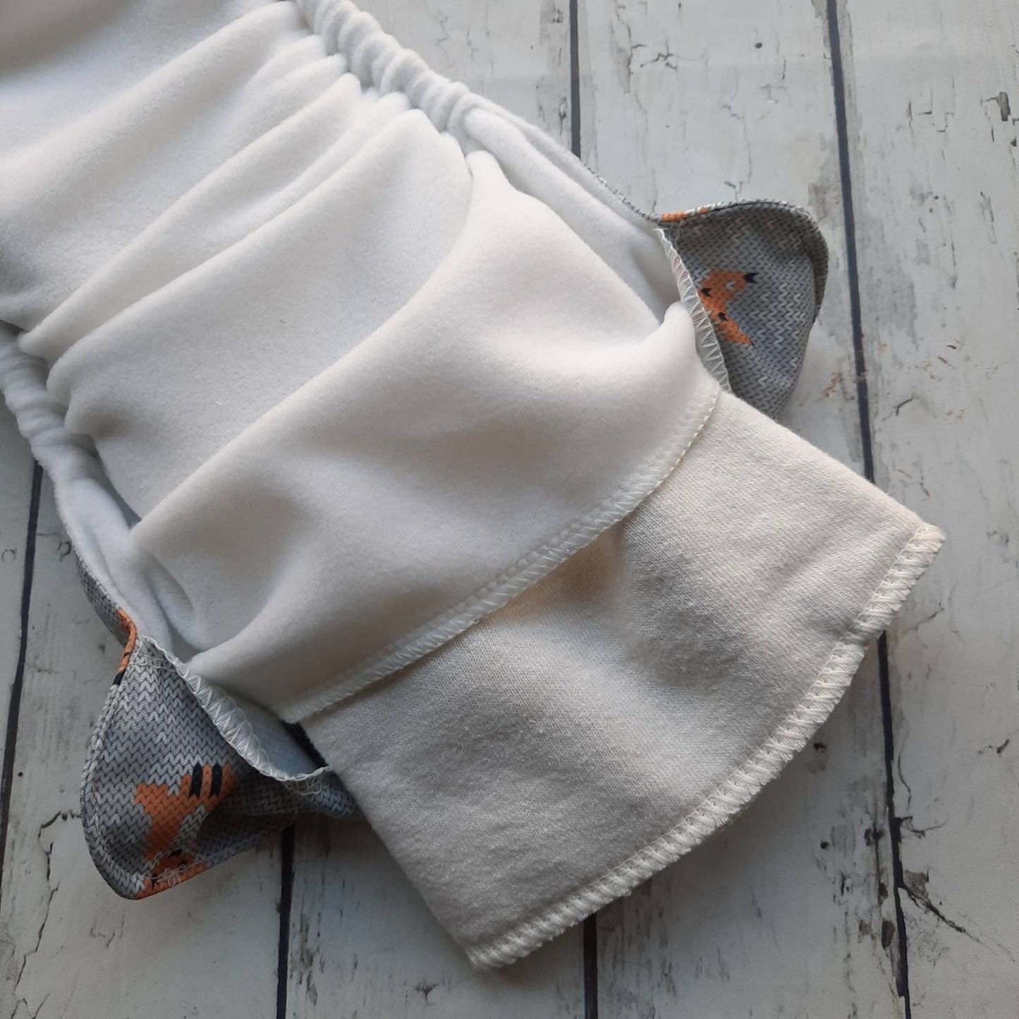 One Size Pocket Cloth Diaper Snow Fox 10-40 lbs PUL