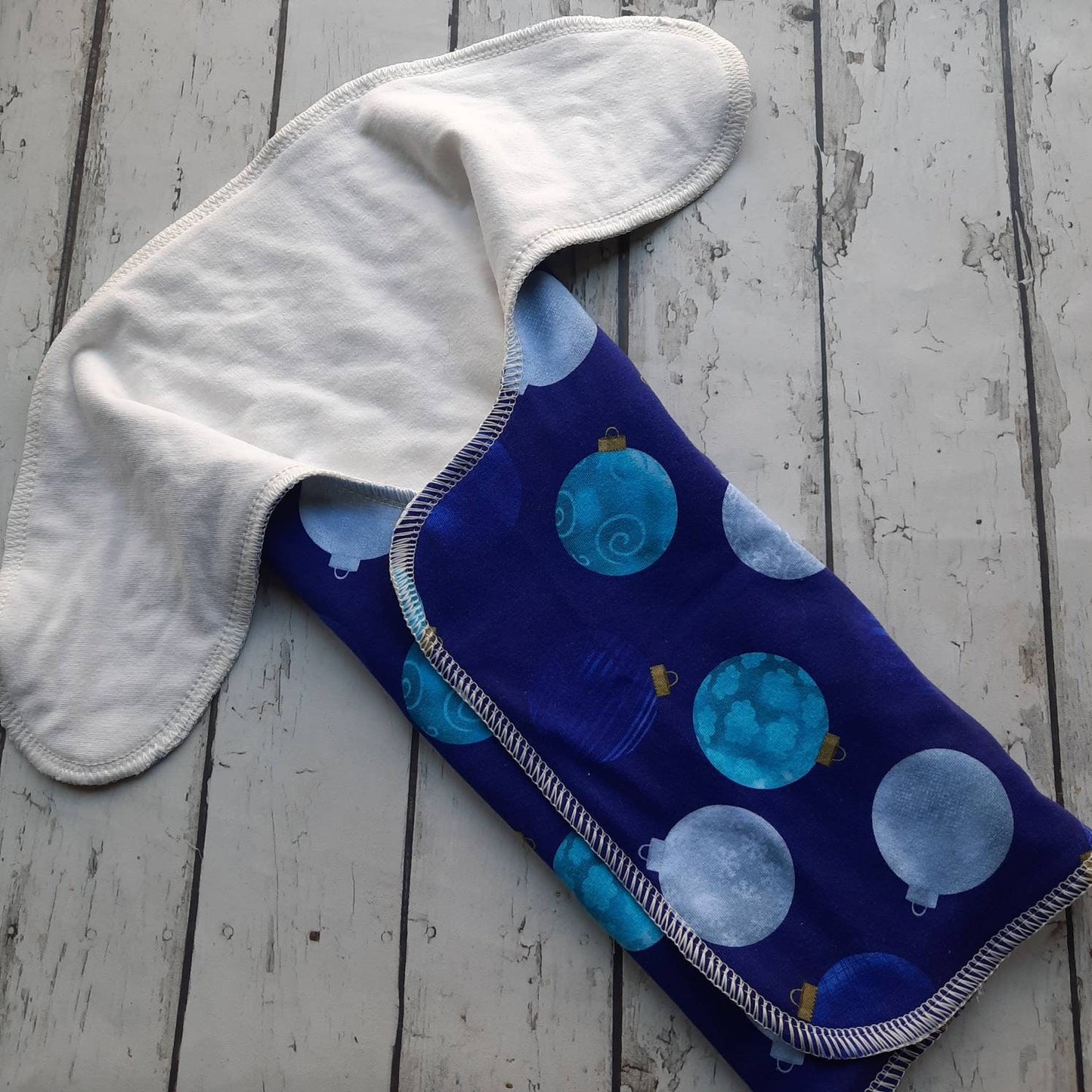 One Size Newborn Toddler Organic Winged Prefold Cloth Diaper Stretchy Preflat Blue Ornaments