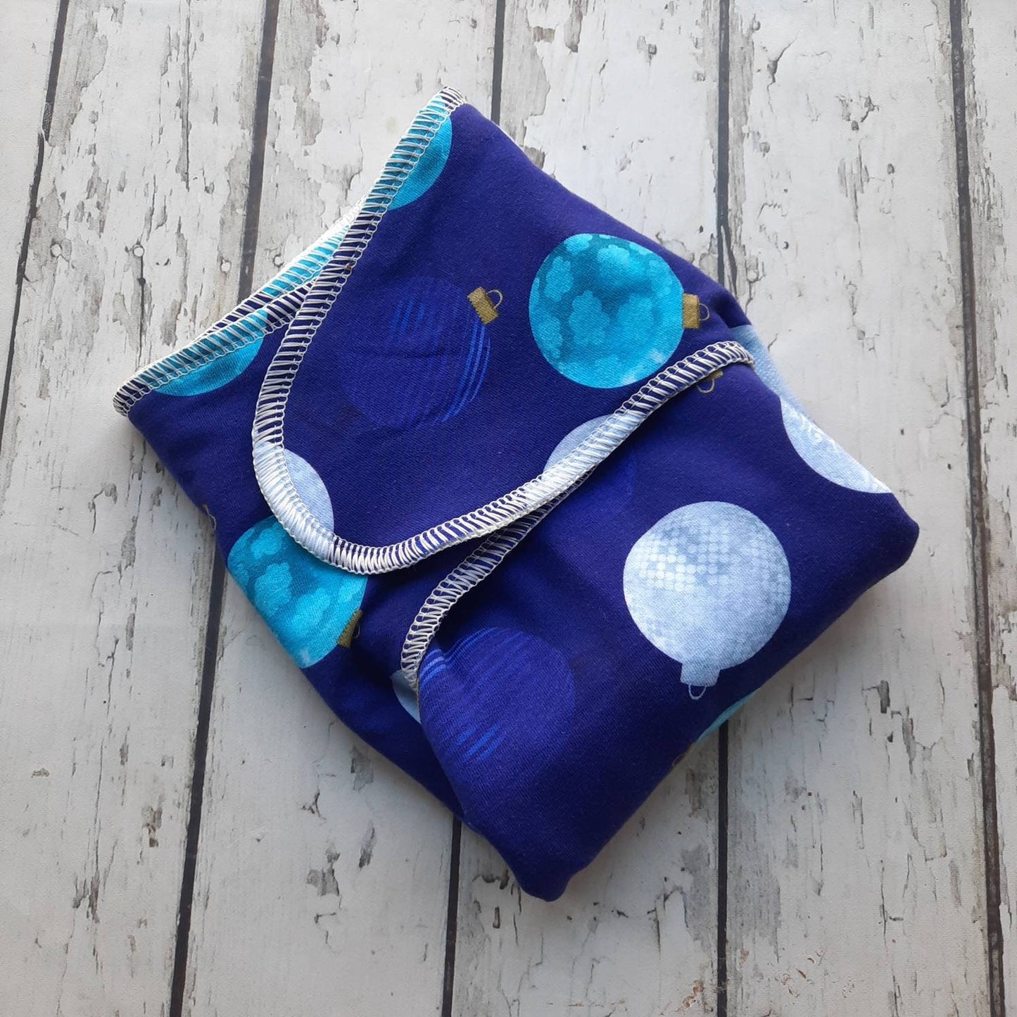 One Size Newborn Toddler Organic Winged Prefold Cloth Diaper Stretchy Preflat Blue Ornaments