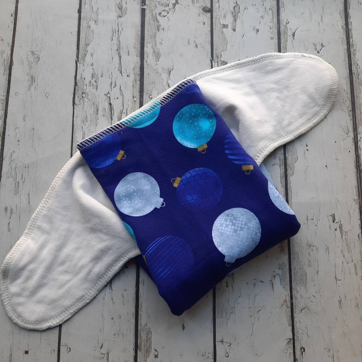 One Size Newborn Toddler Organic Winged Prefold Cloth Diaper Stretchy Preflat Blue Ornaments