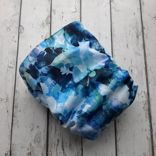 Organic Side Snap All in One Cloth Diaper Blue Foliage AIO PUL Sized Made to Order