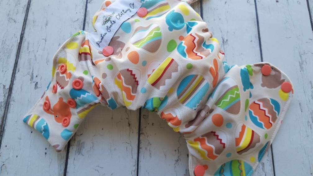 Organic Side Snap All in One Cloth Diaper Easter Egg Toss AIO PUL Sized Made to Order
