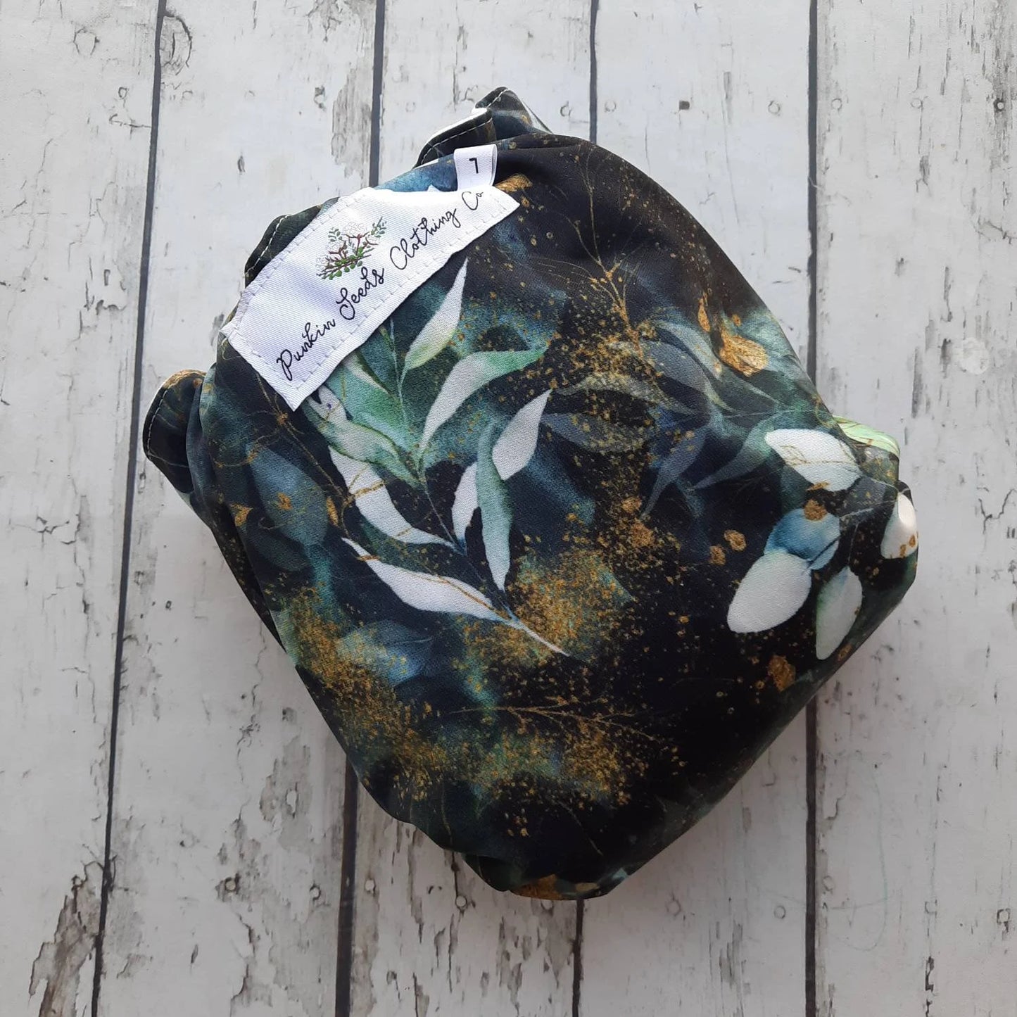 Organic Side Snap All in One Cloth Diaper Ethereal Foliage AIO PUL Sized Made to Order