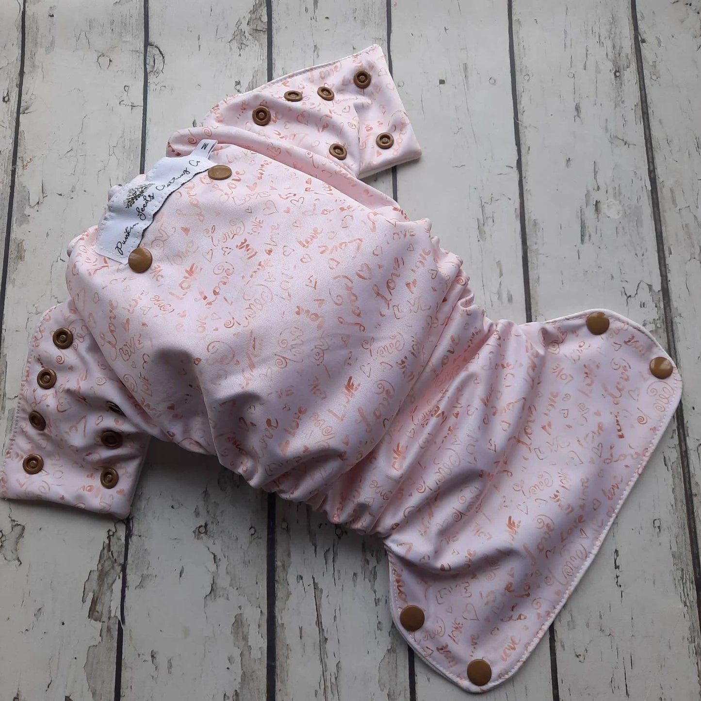Organic Side Snap All in One Cloth Diaper Golden Love AIO PUL Sized Made to Order