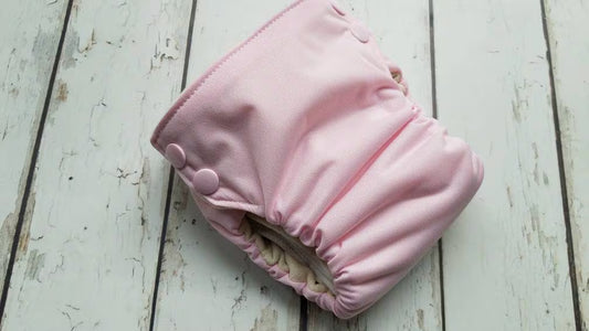 Side Snap Organic Cotton All in One Cloth Diaper Light Pink AIO PUL Sized