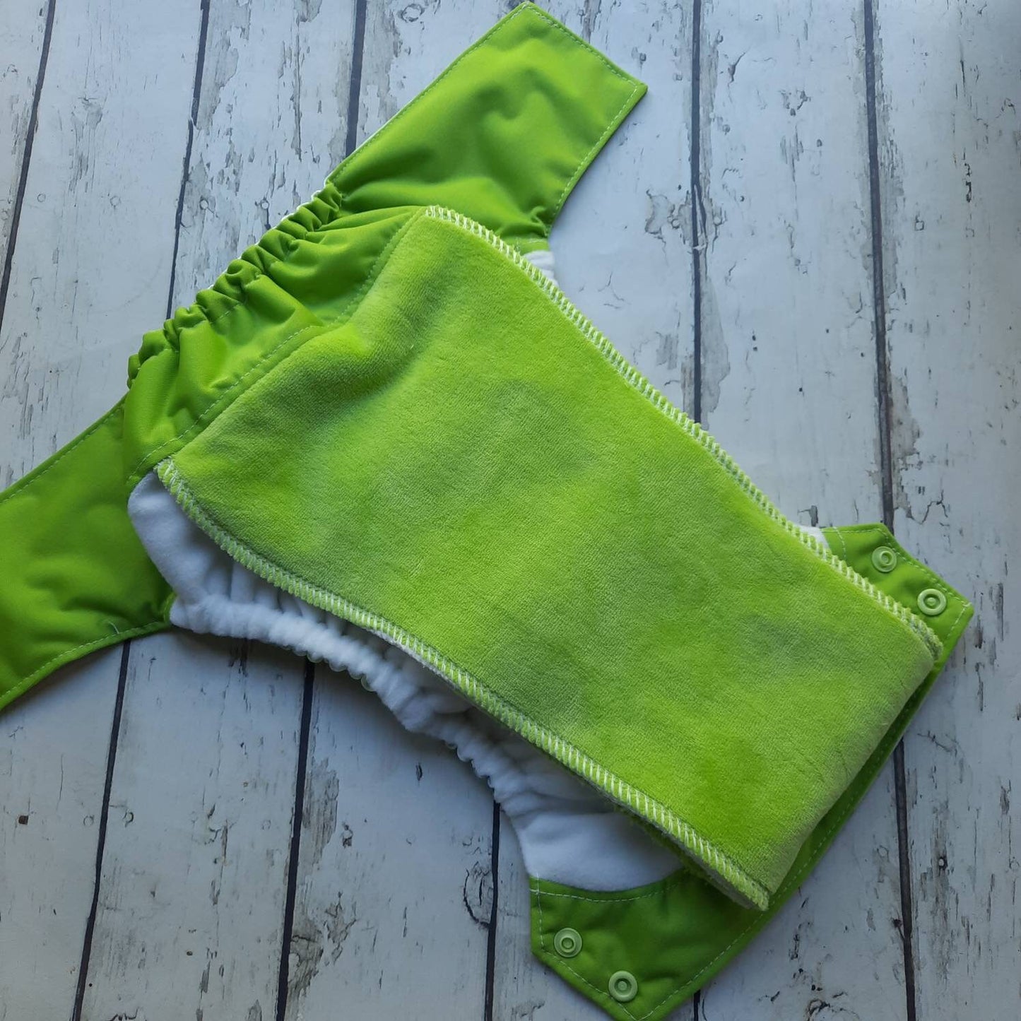 Organic One Size Side Snap All in One Cloth Diaper Alice and the Caterpillar AIO PUL 10-48 lbs