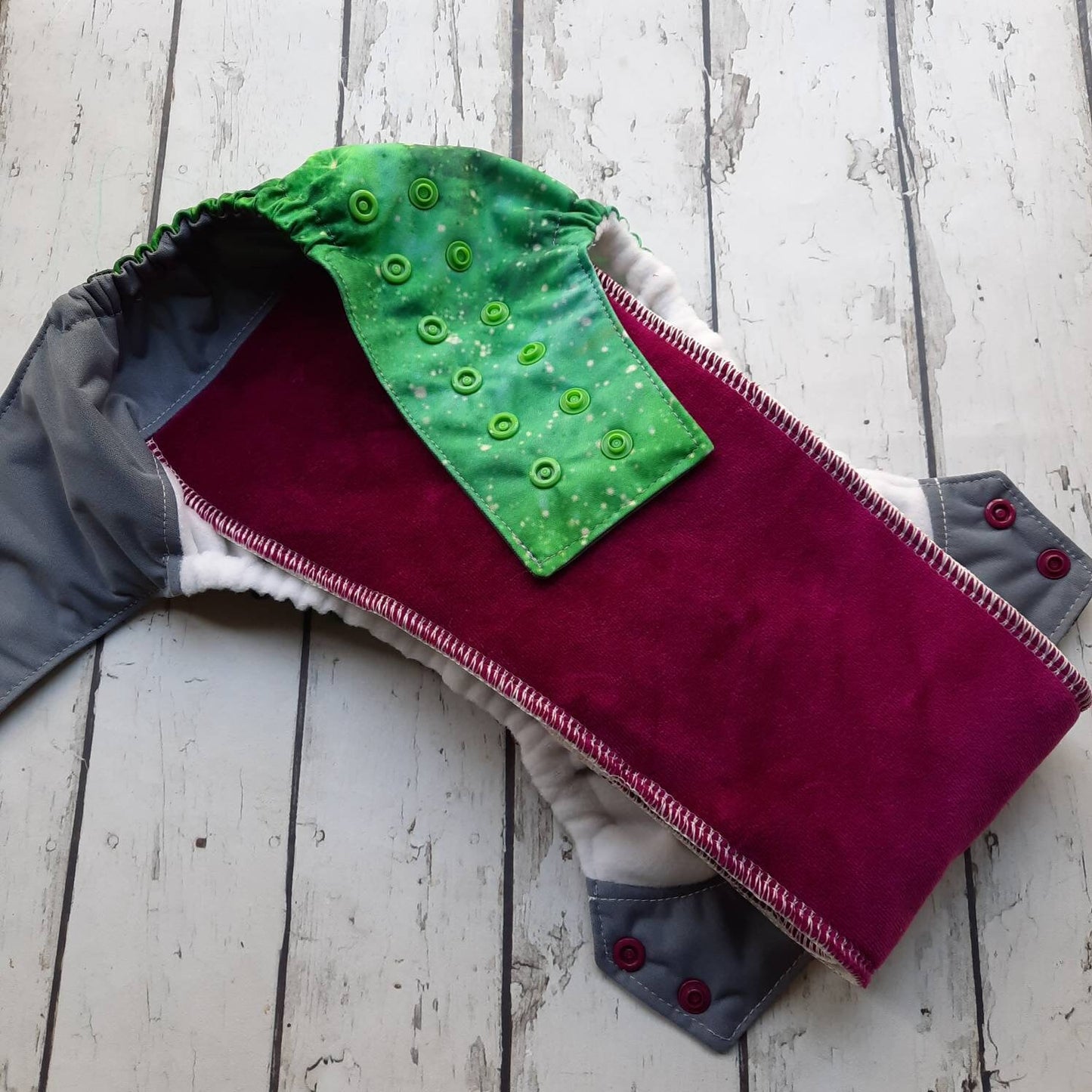 Organic One Size Side Snap All in One Cloth Diaper Alice and the White Rabbit AIO PUL 10-48 lbs