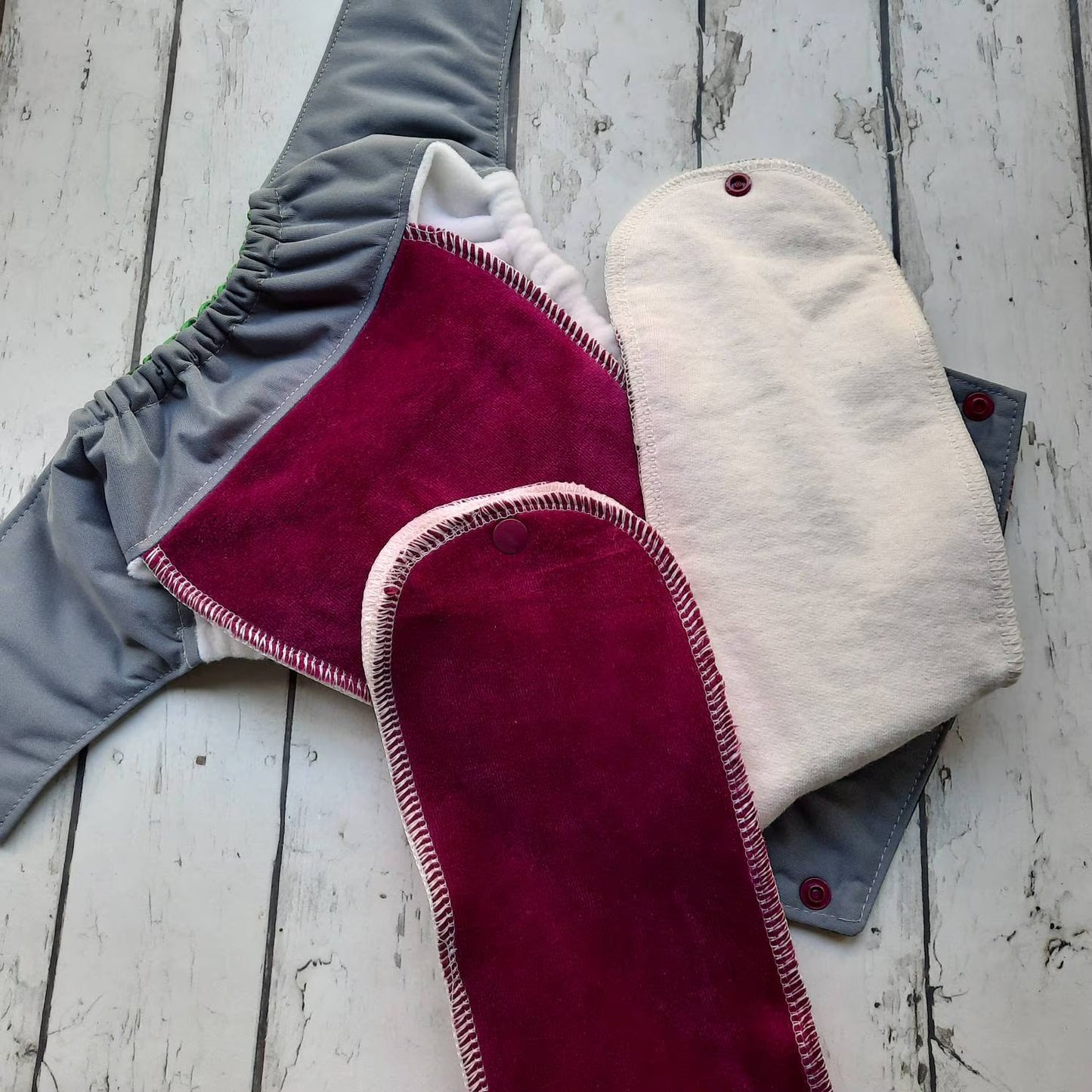 Organic One Size Side Snap All in One Cloth Diaper Alice and the White Rabbit AIO PUL 10-48 lbs