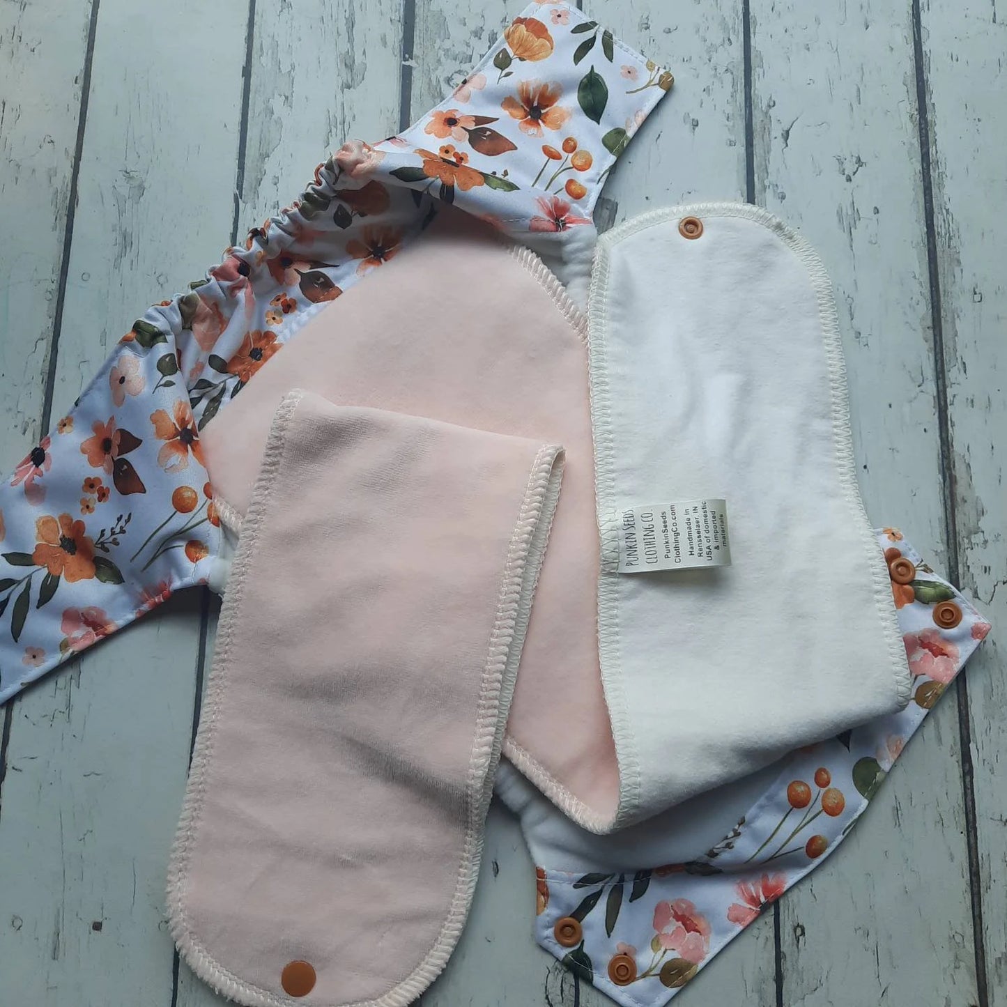 Organic One Size Side Snap All in One Cloth Diaper Charlotte Mini Floral AIO PUL 10-48 lbs