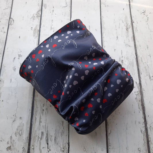 Organic Side Snap All in One Cloth Diaper Silver Script AIO PUL Sized Made to Order