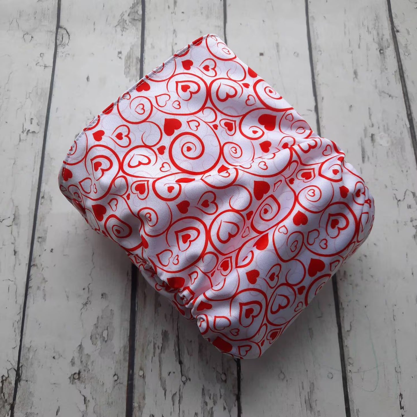 Organic Side Snap All in One Cloth Diaper Valentine Swirl AIO PUL Sized Made to Order