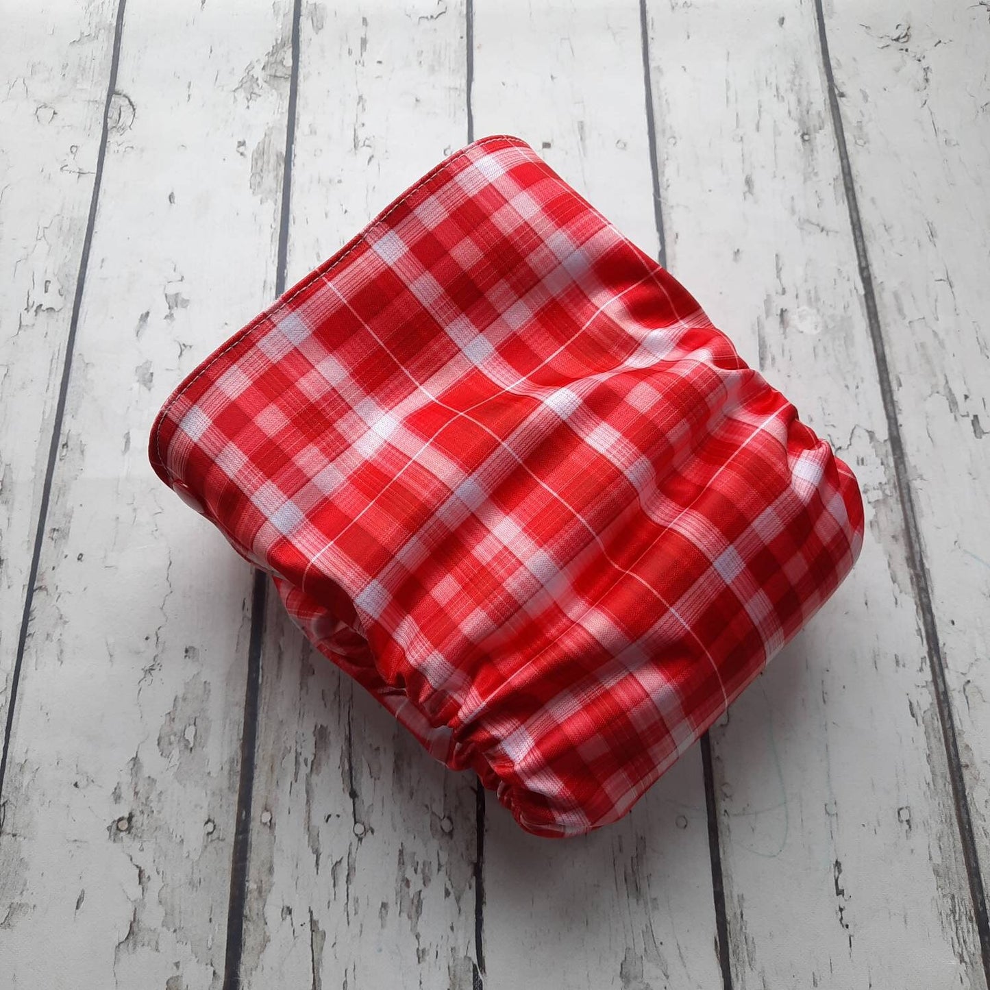 Organic Side Snap All in One Cloth Diaper Valentine Plaid AIO PUL Sized Made to Order