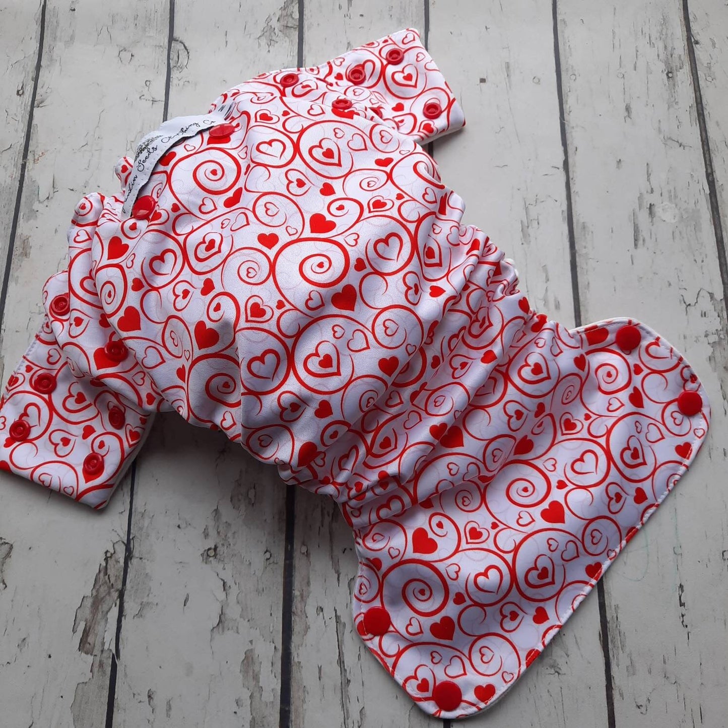 Organic Side Snap All in One Cloth Diaper Valentine Swirl AIO PUL Sized Made to Order