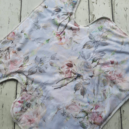 One Size Newborn Toddler Organic Winged Prefold Cloth Diaper Stretchy Preflat Watercolor Roses