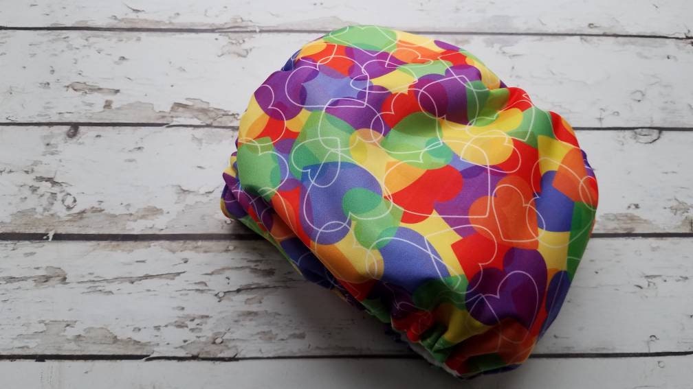 One Size Pocket Cloth Diaper Primary Hearts 10-40 lbs