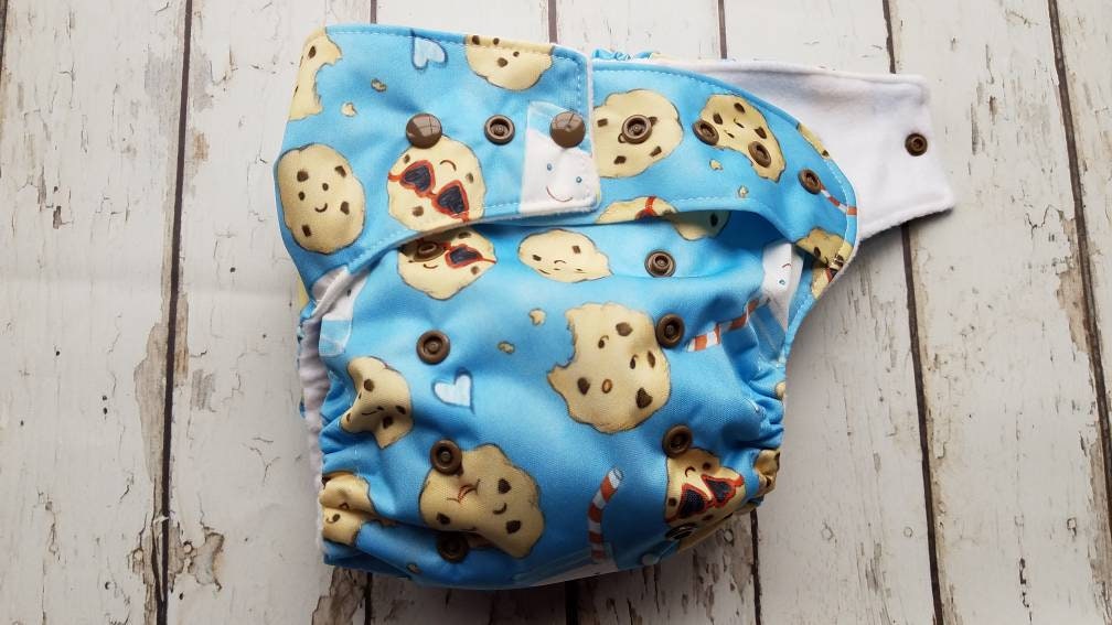 One Size Pocket Cloth Diaper Milk and Cookies 10-40 lbs PUL
