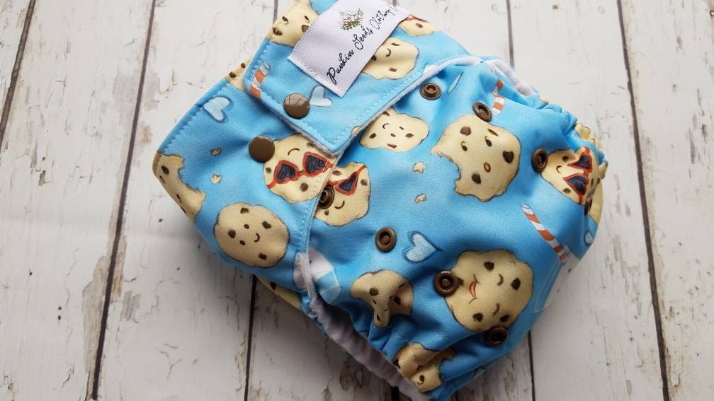 One Size Pocket Cloth Diaper Milk and Cookies 10-40 lbs PUL