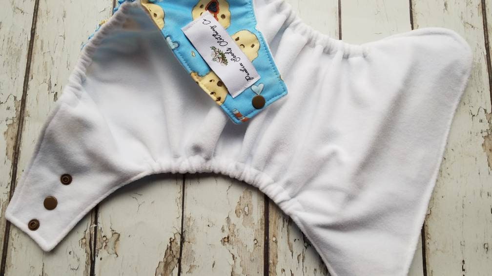 One Size Pocket Cloth Diaper Milk and Cookies 10-40 lbs PUL