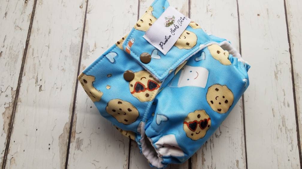 One Size Pocket Cloth Diaper Milk and Cookies 10-40 lbs PUL