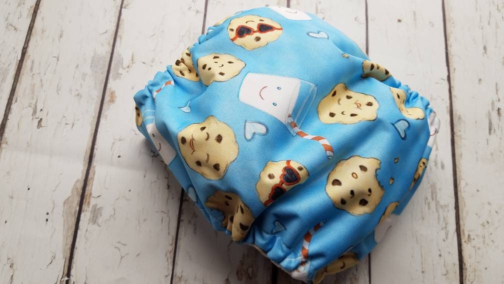 One Size Pocket Cloth Diaper Milk and Cookies 10-40 lbs PUL