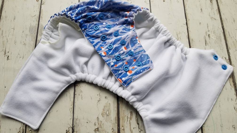 One Size Side Snap Pocket Cloth Diaper Reindeer 10-48 lbs