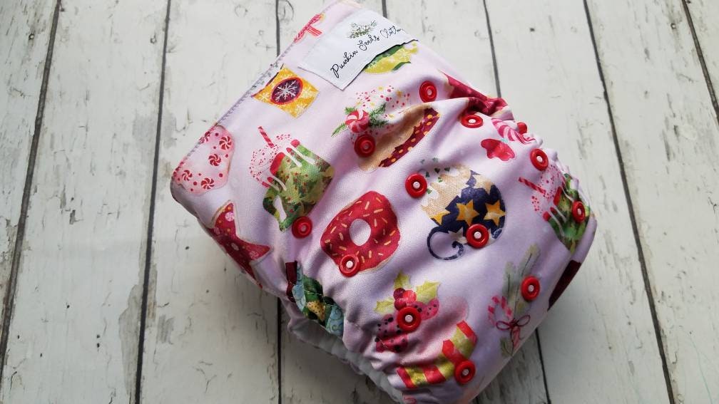 One Size Side Snap Pocket Cloth Diaper Cookies and Cocoa 10-48 lbs