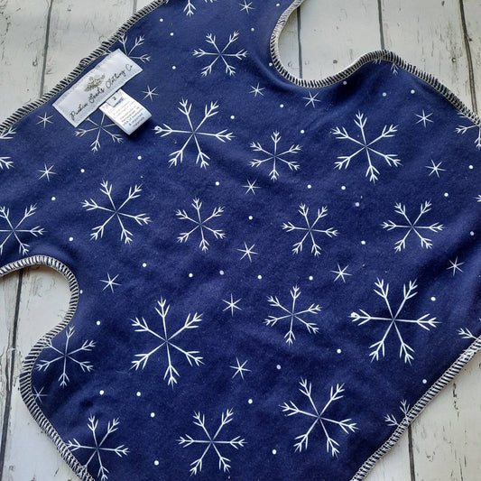 Newborn Organic Hemp Winged Prefold Cloth Diaper Preflat Navy Snowflakes