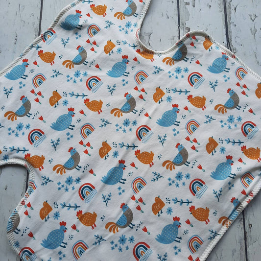One Size Newborn Toddler Organic Winged Prefold Cloth Diaper Stretchy Preflat Chickens