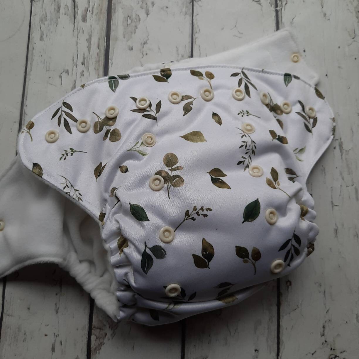 One Size Pocket Cloth Diaper Charlotte Greenery 12-40 lbs