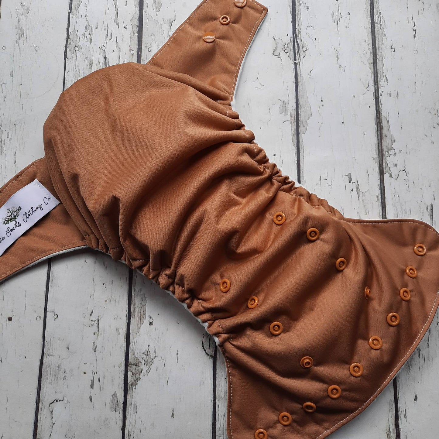 One Size Pocket Cloth Diaper Caramel 12-40 lbs