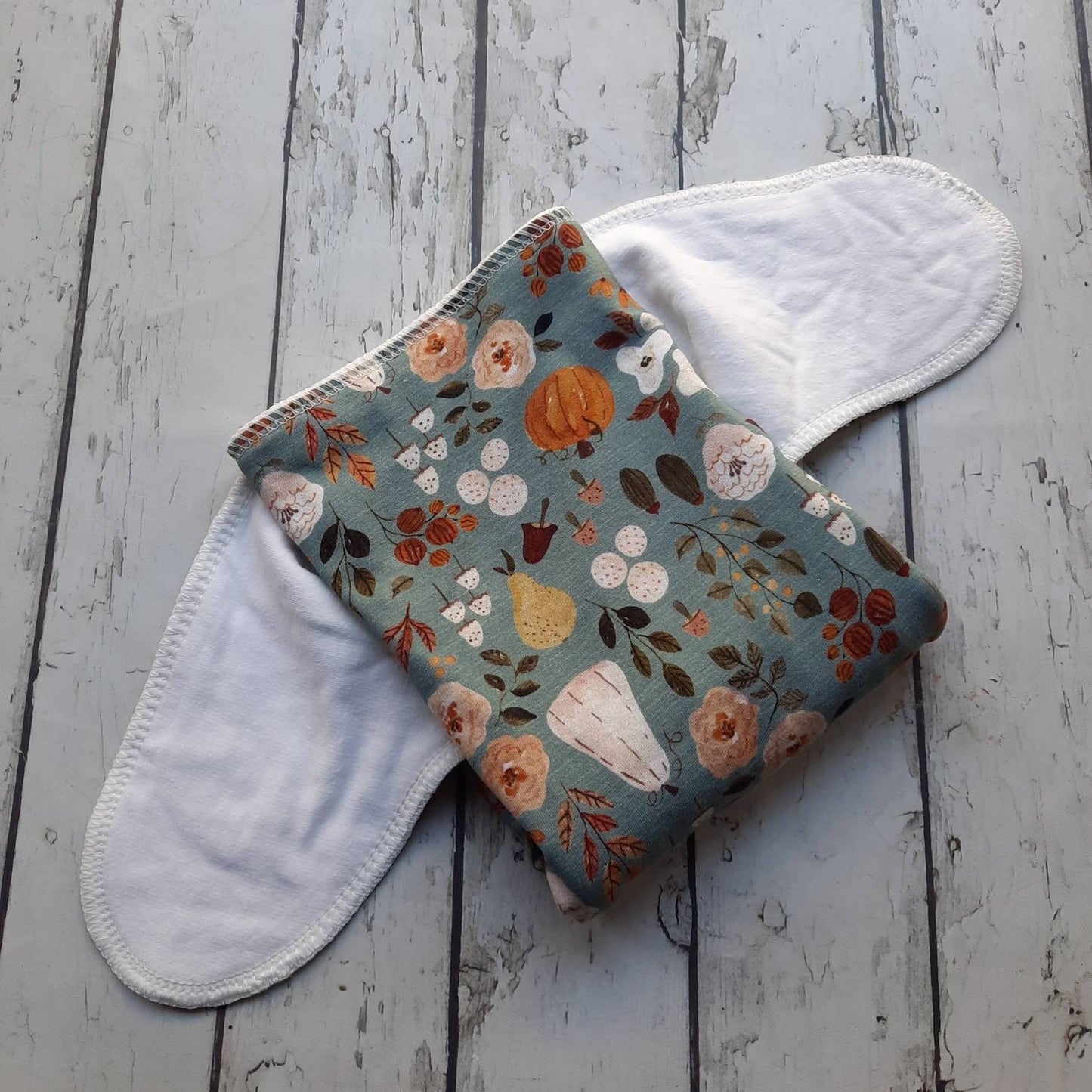 One Size Newborn Toddler Organic Winged Prefold Cloth Diaper Stretchy Preflat Autumn Floral