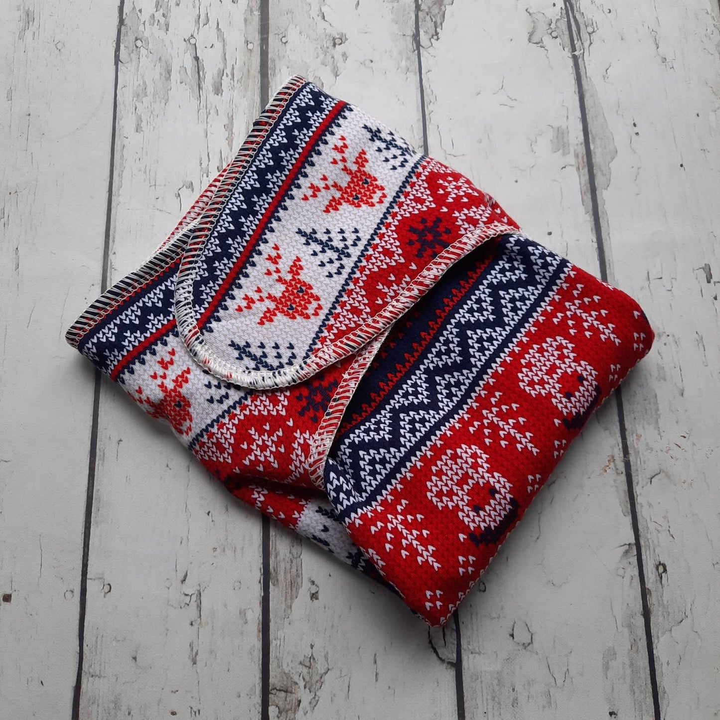 One Size Organic Winged Prefold Cloth Diaper Stretchy Preflat Christmas Sweater