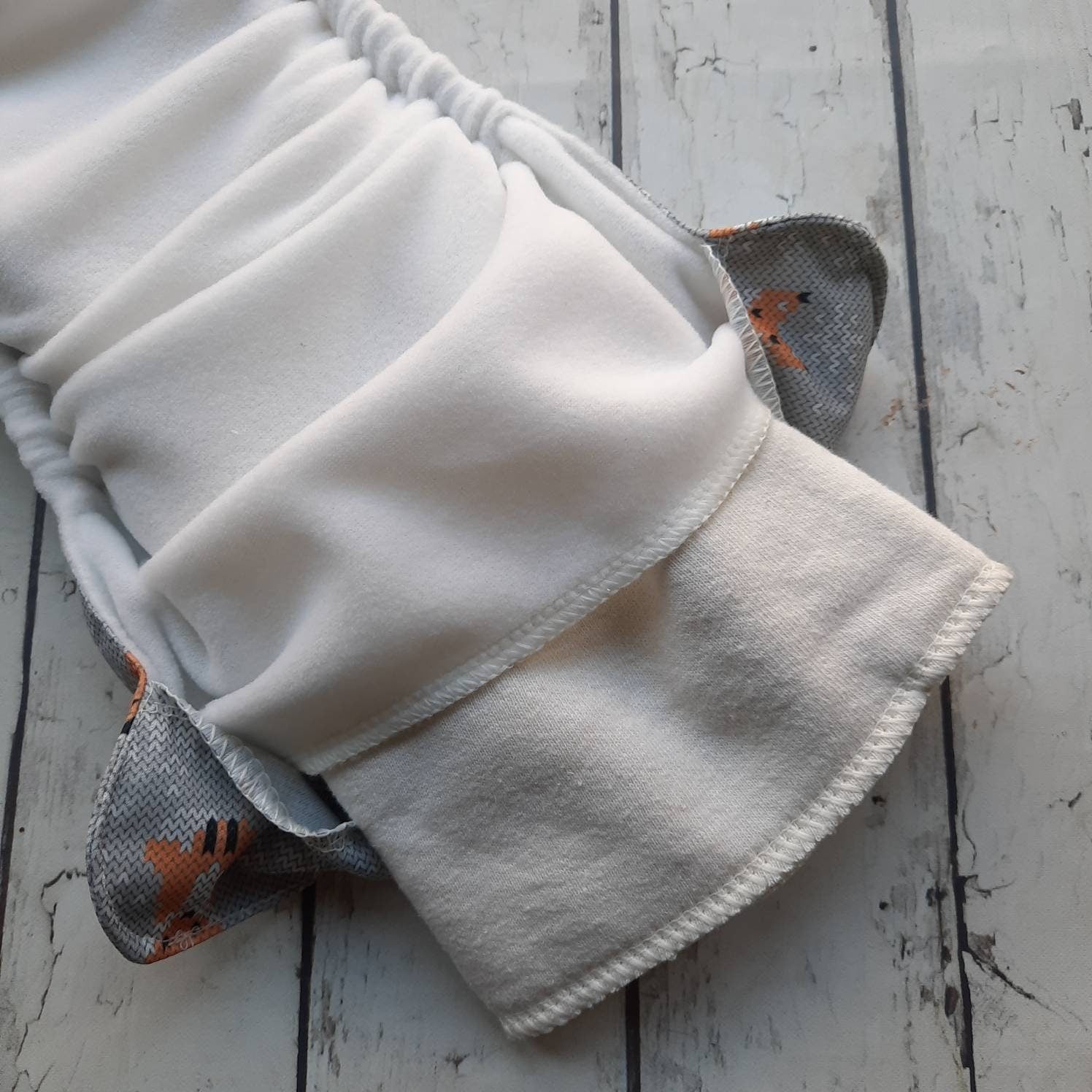 One Size Pocket Cloth Diaper Snow Fox 10-40 lbs PUL
