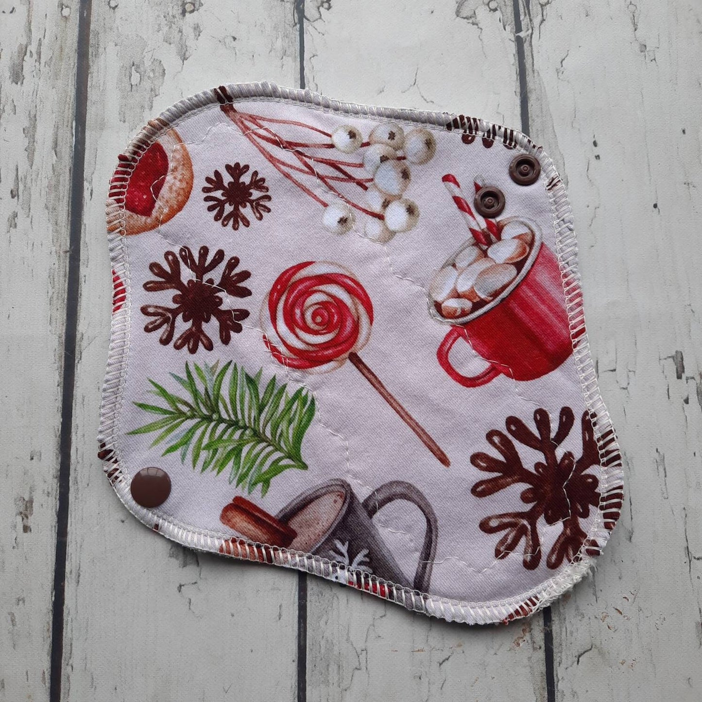 8 Inch Cloth Menstrual Pad Cocoa Time Light Flow