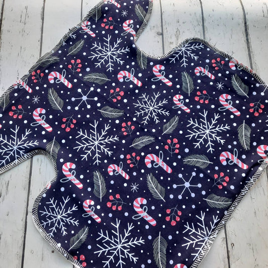 One Size Newborn Toddler Organic Winged Prefold Cloth Diaper Stretchy Preflat Candy Canes and Evergreens