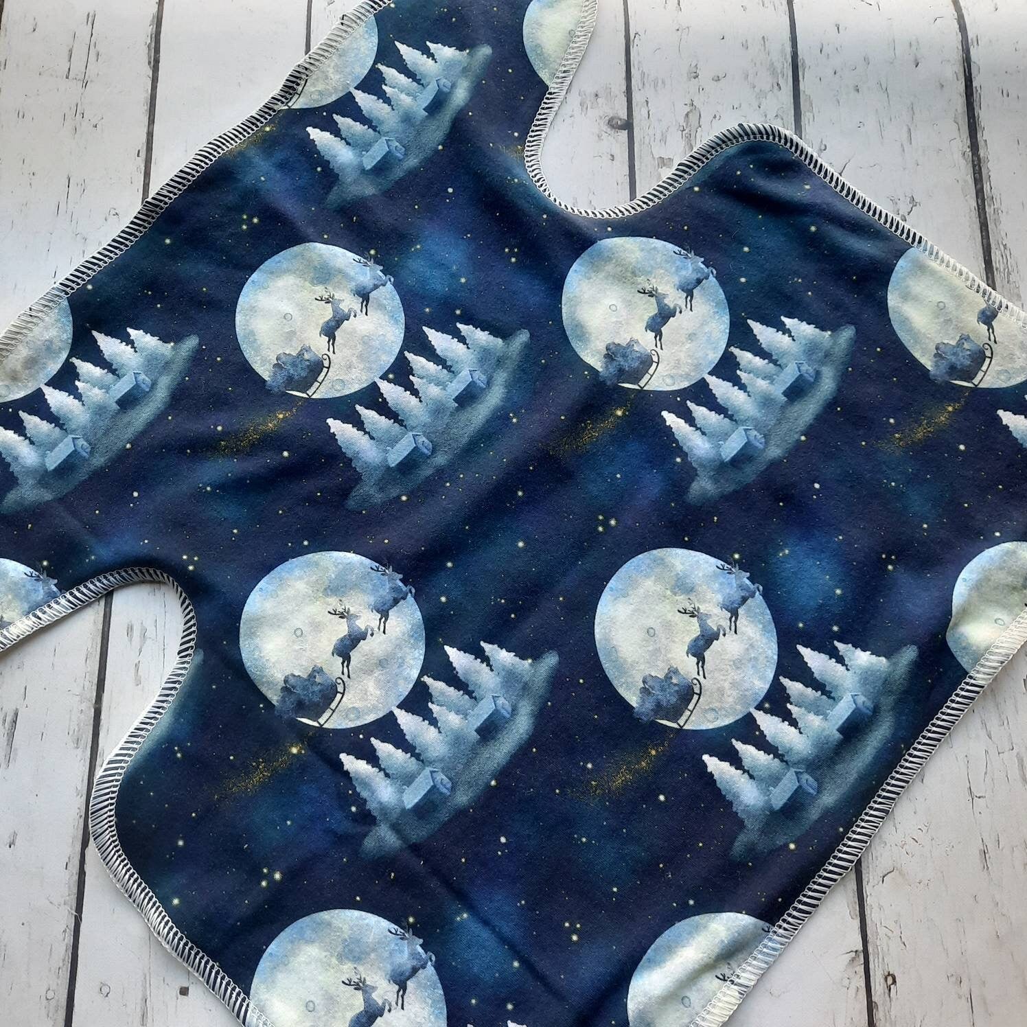 One Size Newborn Toddler Organic Winged Prefold Cloth Diaper Stretchy Preflat Sleigh Ride