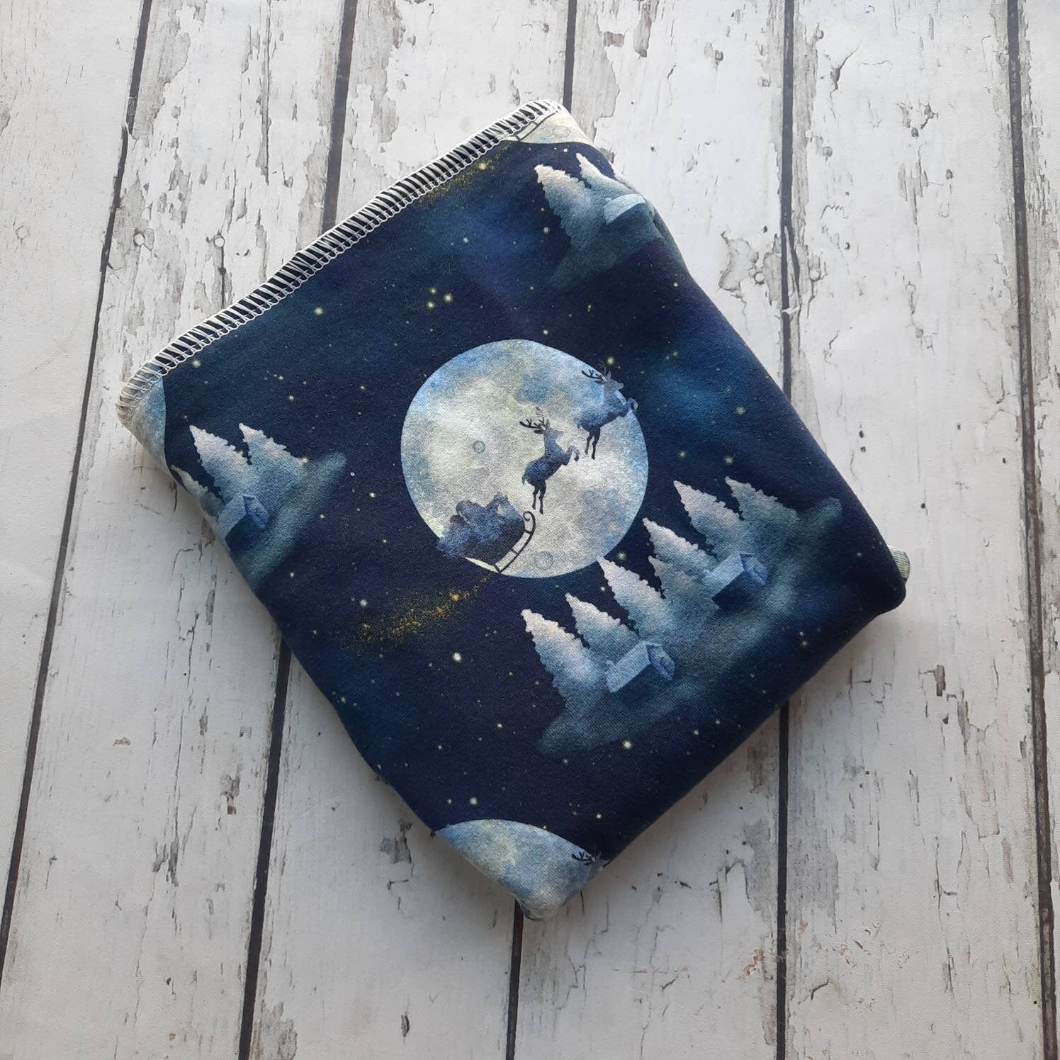 One Size Newborn Toddler Organic Winged Prefold Cloth Diaper Stretchy Preflat Sleigh Ride