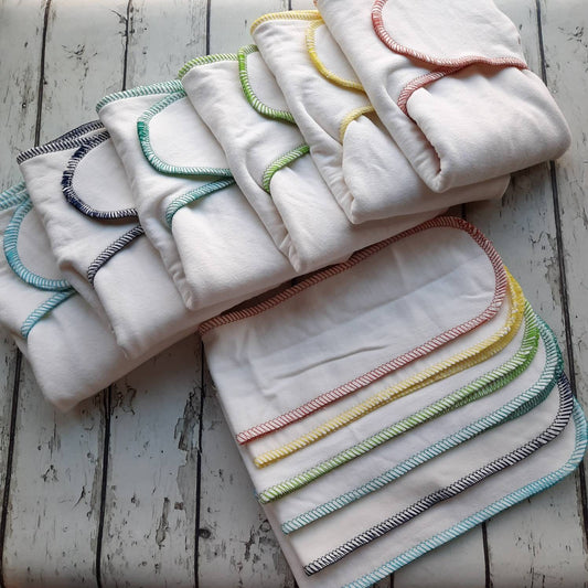 6 Pack One Size Organic Bamboo/Hemp Winged Prefold Cloth Diaper Stretchy Preflat 10-35 lbs