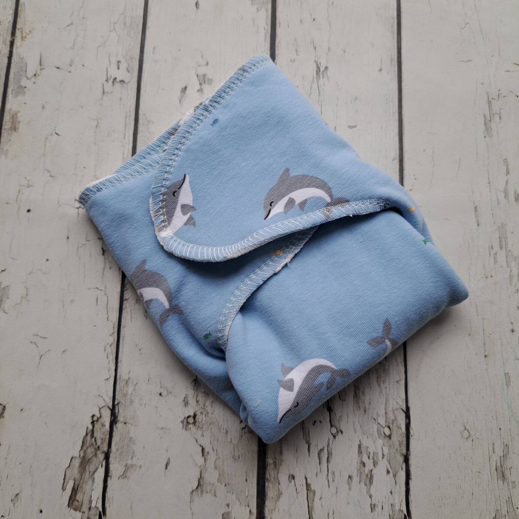 One Size Newborn Organic Winged Prefold Cloth Diaper Stretchy Preflat Baby Dolphins 6-20 lbs 10-35 lbs